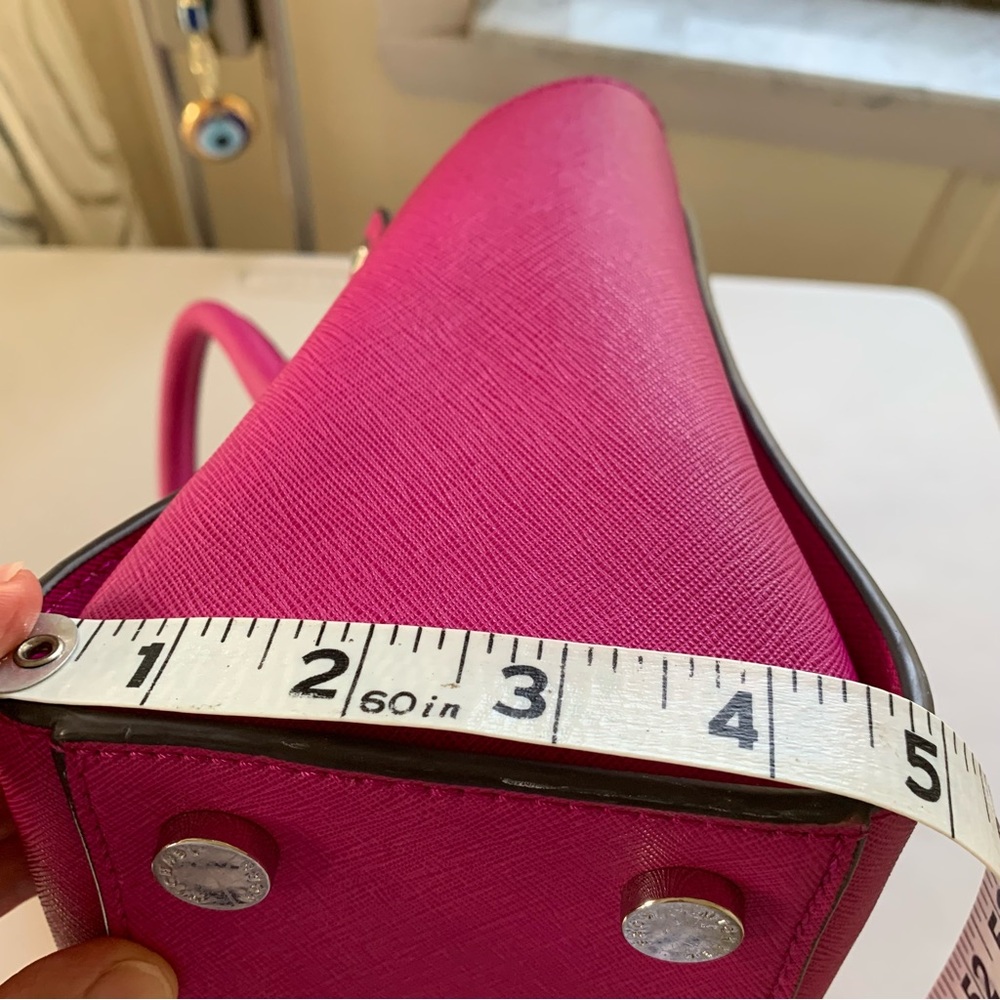 Michael Kors Fuchsia Pink Leather Medium Size Studded Satchel - Picture 6 of 12